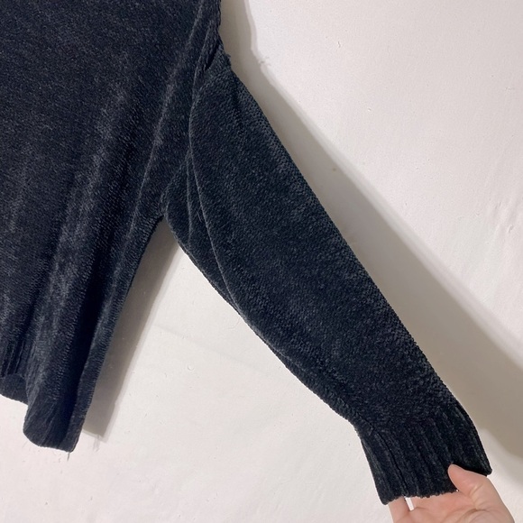 Vintage Kiss Black Chenille Cowl Neck Sweater M - Picture 6 of 13